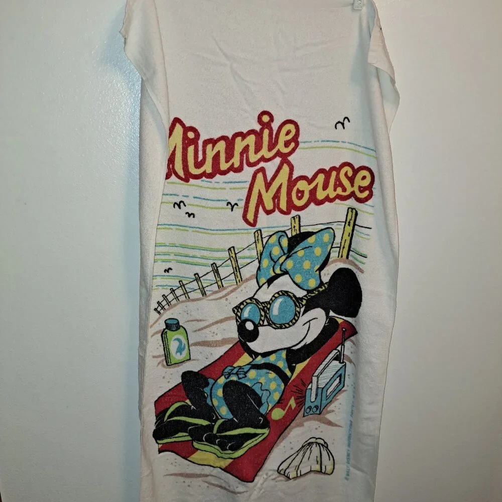 Vintage Minnie Mouse Franco Walt Disney Productions USA Printed Beach Towel